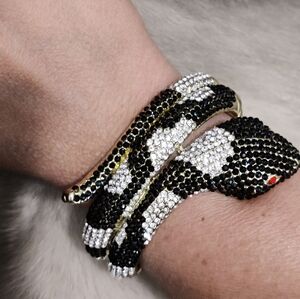 Vintage Dramatic Snake Hinged Cuff Bracelet